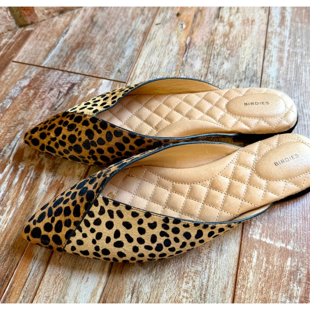 Birdies Goldfinch Flats Womens 9 Leopard Calf Hair Pointed Toe Animal Print